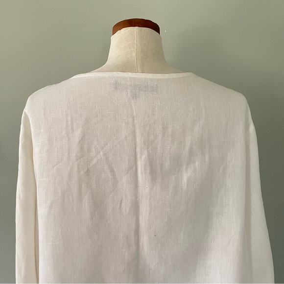 FLAX Irish Linen Cover Story white button top Tunic size Large NWOT - Picture 5 of 6